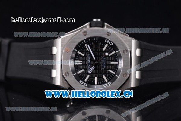 Audemars Piguet Royal Oak Offshore Diver Asia Automatic Steel Case Black Dial Black Rubber Strap and Stick Markers - Click Image to Close